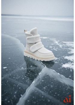 Beżowe Botki Typu Śniegowce na Platformie z Dwoma Ozdobnymi Rzepami Edarlia ze sklepu renee.pl w kategorii Śniegowce damskie - zdjęcie 187978241