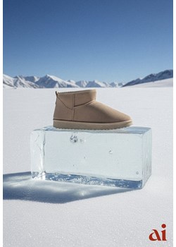 Ciemnobeżowe Śniegowce z Niską Cholewką Retira ze sklepu renee.pl w kategorii Śniegowce damskie - zdjęcie 187978242