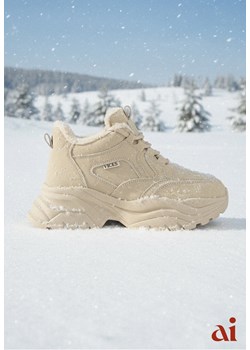 Ciemnobeżowe Streetwearowe Sneakersy Vices Chunky w Stylu Traperów na Platformie Leate ze sklepu renee.pl w kategorii Buty sportowe damskie - zdjęcie 187978272