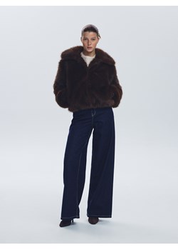 Reserved - Sztuczne futerko z kołnierzem - ciemnobrązowy ze sklepu Reserved w kategorii Futra damskie - zdjęcie 187979963