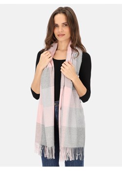 Wełniany różowy szal w kratę z kaszmirem Potis & Verso ze sklepu Eye For Fashion w kategorii Szaliki i chusty damskie - zdjęcie 187982091