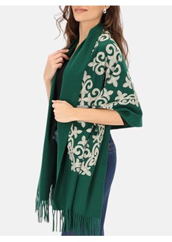 Zielony szal z wełny i kaszmiru z haftem Potis & Verso ze sklepu Eye For Fashion w kategorii Szaliki i chusty damskie - zdjęcie 187982092