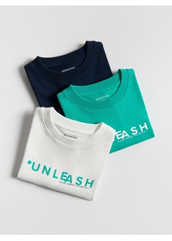 Reserved - Bawełniany t-shirt 3 pack - złamana biel ze sklepu Reserved w kategorii T-shirty chłopięce - zdjęcie 187982214