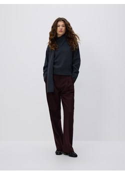 Reserved - Spodnie w kant z wełną - ciemnofioletowy ze sklepu Reserved w kategorii Spodnie damskie - zdjęcie 187982394