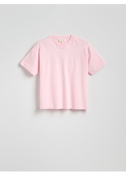 Reserved - T-shirt oversize z merceryzowanej bawełny - pastelowy róż ze sklepu Reserved w kategorii Bluzki damskie - zdjęcie 187982930