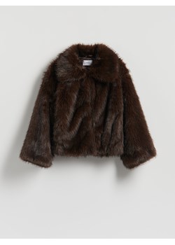 Reserved - Sztuczne futerko z kołnierzem - ciemnobrązowy ze sklepu Reserved w kategorii Futra damskie - zdjęcie 187983100
