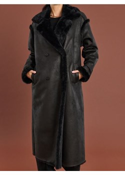 Sinsay - Długi płaszcz z imitacji skóry - czarny ze sklepu Sinsay w kategorii Płaszcze damskie - zdjęcie 187983654