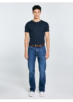 Koszulka męska z prążkowanej dzianiny granatowa Basicag 403 ze sklepu Big Star w kategorii T-shirty męskie - zdjęcie 187984273