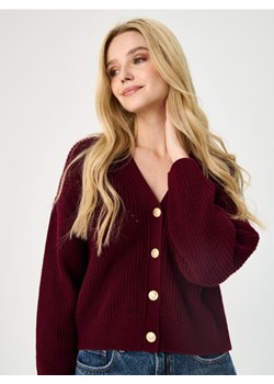 Sinsay - Kardigan z ozdobnymi guzikami - bordowy ze sklepu Sinsay w kategorii Swetry damskie - zdjęcie 187984523