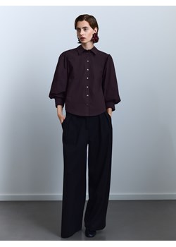 Reserved - Koszula z bufiastymi rękawami - brązowy ze sklepu Reserved w kategorii Koszule damskie - zdjęcie 187985324