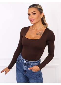 BODY Z KWADRATOWYM DEKOLTEM- CZEKOLADOWE ze sklepu olika.com.pl w kategorii Bluzki damskie - zdjęcie 187986604