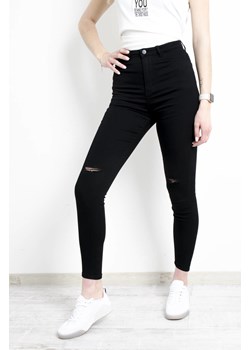 CZARNE SPODNIE SKINNY Z WYSOKIM STANEM- ROZCIĘCIA NA KOLANACH ze sklepu olika.com.pl w kategorii Spodnie damskie - zdjęcie 187986634