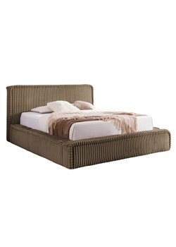 Brązowe łóżko sztruksowe z USB 5 rozmiarów - Cordelio ze sklepu Edinos.pl w kategorii Łóżka i materace - zdjęcie 187987691