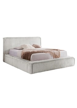 Jasnoszare sztruksowe łóżko z wejściem USB 5 rozmiarów - Cordelio ze sklepu Edinos.pl w kategorii Łóżka i materace - zdjęcie 187987711
