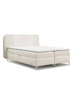 Kremowe welurowe łóżko z pojemnikami 4 rozmiary - Averell ze sklepu Edinos.pl w kategorii Łóżka i materace - zdjęcie 187987773