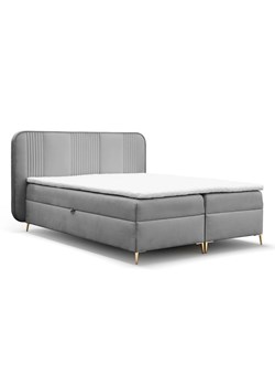 Szare welurowe łóżko kontynentalne 4 rozmiary - Averell ze sklepu Edinos.pl w kategorii Łóżka i materace - zdjęcie 187987793