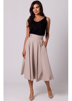 Spódnica z wysokim stanem w kolorze beżowym B265, Kolor beżowy, Rozmiar S, BE ze sklepu Intymna w kategorii Spódnice - zdjęcie 187987853
