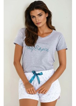 Piżama damska krótkie spodenki Harmony, Kolor szaro-biały, Rozmiar S, Momenti per me ze sklepu Intymna w kategorii Piżamy damskie - zdjęcie 187987910