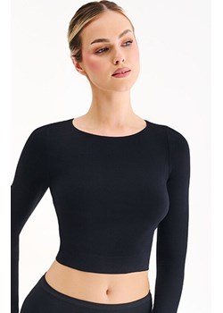 Bezszwowy krótki top z długim rękawem Seamless S117, Kolor czarny, Rozmiar S/M, Gabriella ze sklepu Intymna w kategorii Bluzki damskie - zdjęcie 187987973