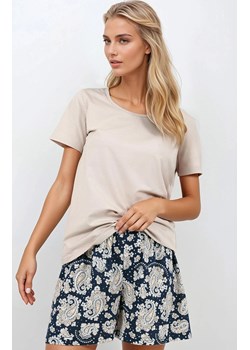Krótka piżama damska Stardust, Kolor beżowo-granatowy, Rozmiar S, Momenti per me ze sklepu Intymna w kategorii Piżamy damskie - zdjęcie 187988180