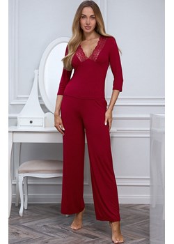 Bordowa piżama damska z długimi spodniami LONG SOFT SKIMS, Kolor bordowy, Rozmiar S, PURE SIN ze sklepu Intymna w kategorii Piżamy damskie - zdjęcie 187988301