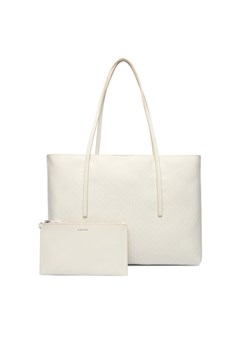Torebka Calvin Klein Emblem Aop Tote W/ Pouch LV04F3266G Écru ze sklepu eobuwie.pl w kategorii Torby Shopper bag - zdjęcie 187988742