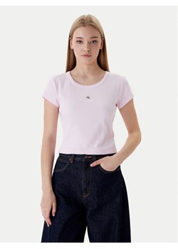 Calvin Klein Jeans T-Shirt LV047C200G Różowy Slim Fit ze sklepu MODIVO w kategorii Bluzki damskie - zdjęcie 187989264