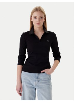 Calvin Klein Bluzka Ls Woven Label LV047E203G Czarny Slim Fit ze sklepu MODIVO w kategorii Bluzki damskie - zdjęcie 187989284