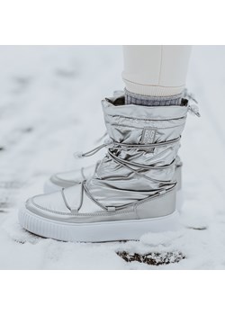 Srebrne ciepłe, lekkie botki damskie, śniegowce zimowe Big Star Kk2741 ze sklepu suzana.pl w kategorii Śniegowce damskie - zdjęcie 187990251