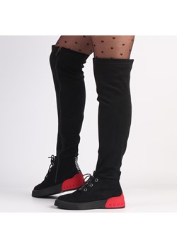 Czarne zamszowe kozaki damskie na traperze Suzana 482 Gruby Spód ze sklepu suzana.pl w kategorii Kozaki damskie - zdjęcie 187990340