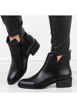 Czarne ze skóry eko botki damskie Sergio Leone Bt606 ze sklepu suzana.pl w kategorii Botki - zdjęcie 187990390
