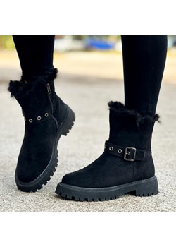 Czarne botki damskie na traperze Vinceza 34632 ze sklepu suzana.pl w kategorii Botki - zdjęcie 187990414