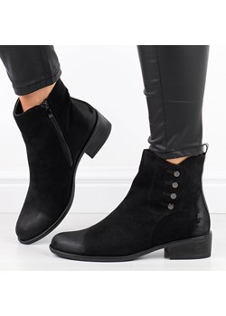 Czarne zamszowe botki damskie M.Daszyński Sa198-12 ze sklepu suzana.pl w kategorii Botki - zdjęcie 187990462
