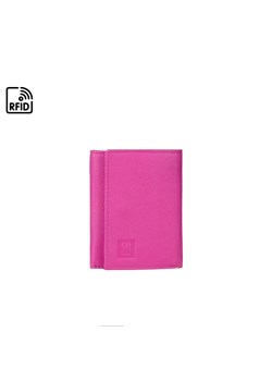 różowo-niebieski kolorowy mały portfel skórzany z wyciaganym etui na ze sklepu Słoń Torbalski w kategorii Portfele damskie - zdjęcie 187990724