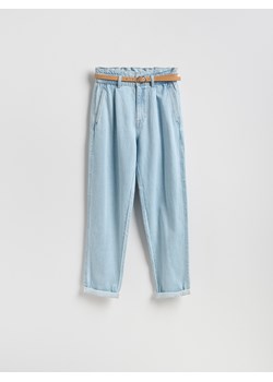 Reserved - Jeansy paperbag z dłuższą nogawką - niebieski ze sklepu Reserved w kategorii Jeansy damskie - zdjęcie 187991740