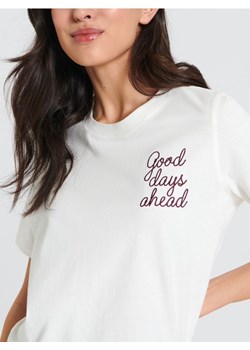 Sinsay - Koszulka z haftem - kremowy ze sklepu Sinsay w kategorii Bluzki damskie - zdjęcie 187992222