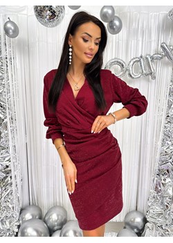 Bordowa Połyskująca Sukienka ze sklepu ModnaKiecka.pl w kategorii Sukienki - zdjęcie 187993123