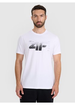 Męski t-shirt z nadrukiem 4F 4FWAW25TTSHM2359 - biały ze sklepu Sportstylestory.com w kategorii T-shirty męskie - zdjęcie 187993301