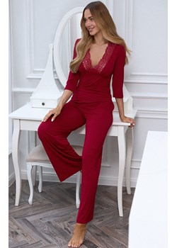 Bordowa piżama damska z długimi spodniami LONG SOFT SKIMS, Kolor bordowy, Rozmiar S, PURE SIN ze sklepu Intymna w kategorii Piżamy damskie - zdjęcie 187994801