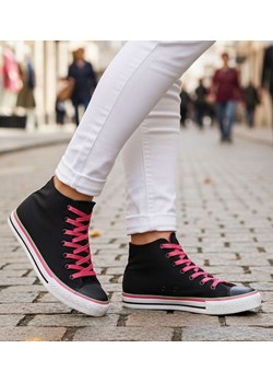 Czarne wysokie trampki damskie /G7-2 7824 S097/ ze sklepu Pantofelek24.pl w kategorii Trampki damskie - zdjęcie 187995531