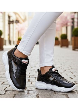 Sznurowane czarne buty sportowe /B1-3 11918 T198/ ze sklepu Pantofelek24.pl w kategorii Buty sportowe damskie - zdjęcie 187995574