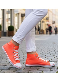Pomarańczowe trampki damskie /F1-1 7408 S094/ ze sklepu Pantofelek24.pl w kategorii Trampki damskie - zdjęcie 187995614