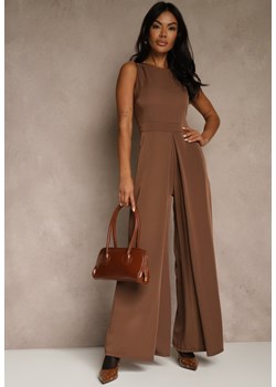 Brązowy Taliowany Kombinezon Ozdobiony Zakładkami Berinola ze sklepu renee.pl w kategorii Kombinezony damskie - zdjęcie 187996120