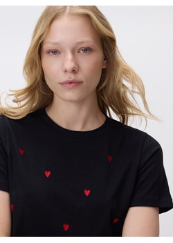 Reserved - T-shirt w serca - czarny ze sklepu Reserved w kategorii Bluzki damskie - zdjęcie 187996240