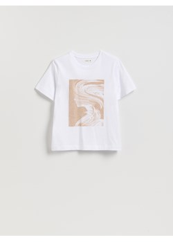 Reserved - T-shirt z nadrukiem - biały ze sklepu Reserved w kategorii Bluzki damskie - zdjęcie 187996261