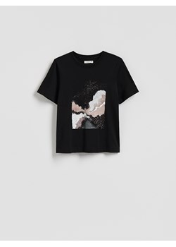 Reserved - T-shirt z nadrukiem - czarny ze sklepu Reserved w kategorii Bluzki damskie - zdjęcie 187996263