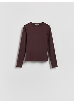 Reserved - Gładki longsleeve - brązowy ze sklepu Reserved w kategorii Bluzki damskie - zdjęcie 187996271