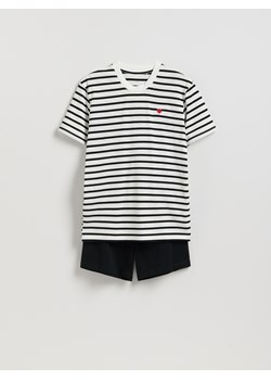 Reserved - Dwuczęściowa piżama z bawełny - biały ze sklepu Reserved w kategorii Piżamy męskie - zdjęcie 187996341