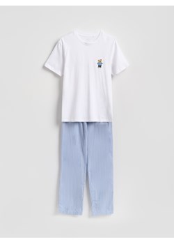 Reserved - Dwuczęściowa piżama z haftem - biały ze sklepu Reserved w kategorii Piżamy męskie - zdjęcie 187996343