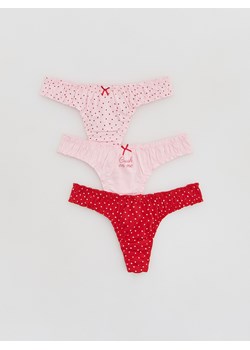 Reserved - Wzorzyste majtki stringi 3 pack - pastelowy róż ze sklepu Reserved w kategorii Majtki damskie - zdjęcie 187996434